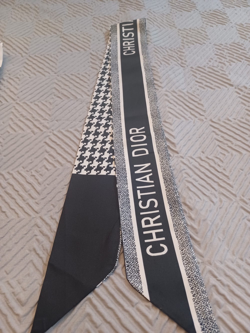 Black & White Silk Logo Twilly Scarf